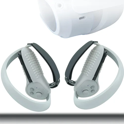 Vista 6 de Funda de agarre de gel de silicona para controlador, correas de controlador ajustables compatibles con accesorios PICO 4 VR (gris)