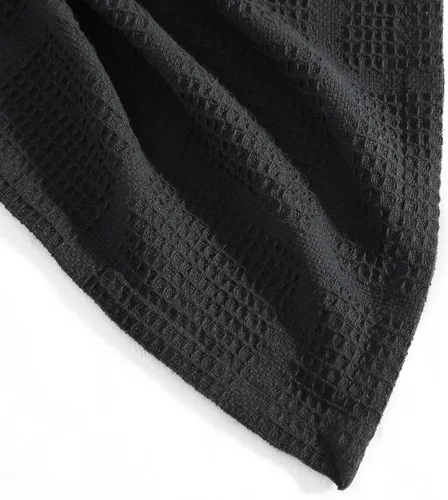 Vista 6 de Kenneth Cole - Manta tamaño King, manta de algodón 100% texturizado de rejilla de gofre para cama o sofá, ligera y transpirable para comodidad Negro