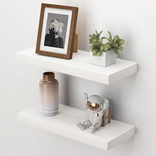 Vista 40 de Heimlove Estantes flotantes para pared, estante de 16 pulgadas para baño pequeño, almacenamiento montado y exhibición, estantes de madera para Negro