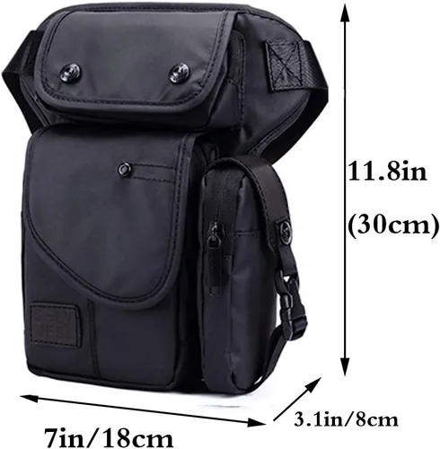 Vista 2 de Pequeña cangurera de cintura multibolsillo Oxford táctica muslo militar caída pierna bolsa carreras camping senderismo motocicleta bicicleta