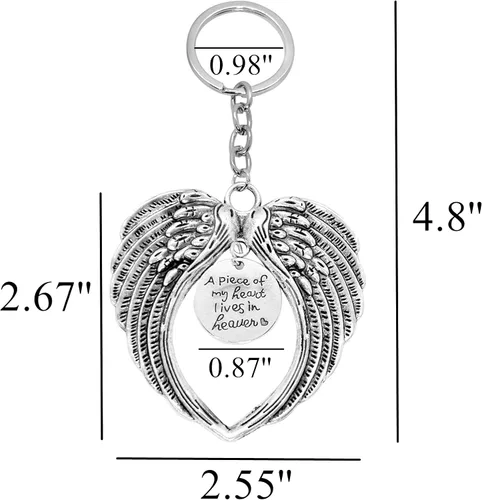 Vista 2 de PHAETON 14PCS Silver Angel Wings Charms Keychain Key Ring for Memorial Keyring Religious Gifts Memorial Decorations
