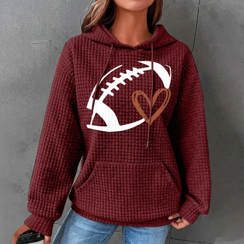 Vista 2 de Ceboyel Sudaderas con capucha de punto gofre para mujer, sudaderas con cordón de ajuste, suéteres casuales de moda, cómodos trajes de otoño