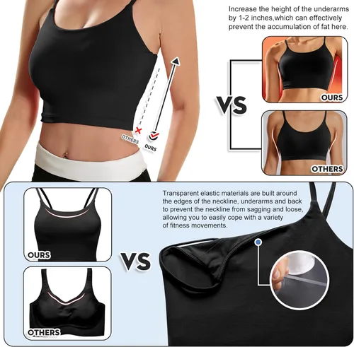Vista 4 de ECOPARTY Sujetadores deportivos para mujer, de secado rápido, acolchados, sin varillas, para entrenamiento, camisola, yoga, fitness, correr, gimnasio
