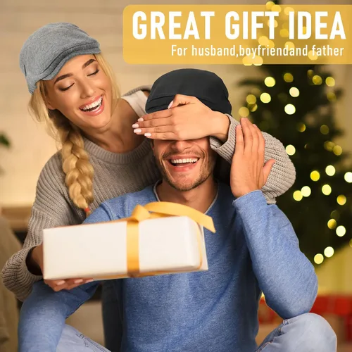 Vista 5 de 2 sombreros de periódico para hombre gorra plana de algodón irlandés gorra de taxi de Gatsby para caza viajes ciclismo pesca senderismo negro y gris