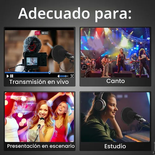 Vista 7 de Sherr Soporte de micrófono de trípode de 4 piezas, altura de brazo ajustable, soporte de micrófono con clip de micrófono y pantalla antiviento
