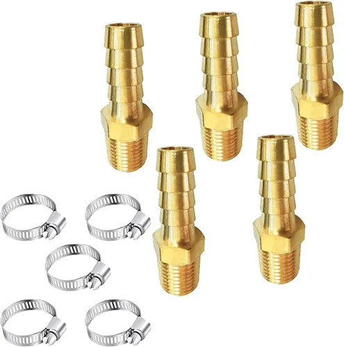 Vista 9 de AOPANDA Colocaciones de manguera de púas de latón 1/4" manguera ID Barb x 3/8 macho NPT adaptador de tubo