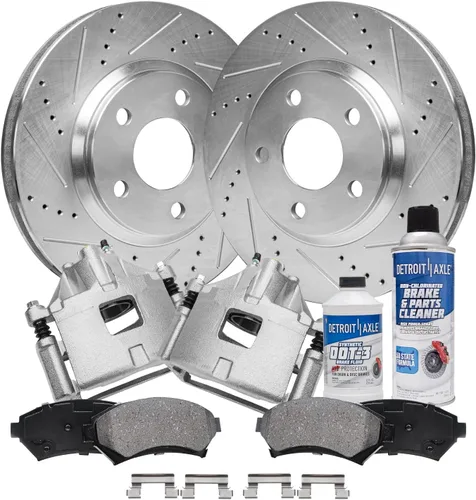 Vista 88 de Detroit Axle - 4 rotores de freno para Chevrolet Cruze 2014 2015 [modelos de motores de gas] Rotores de freno de disco perforados y ranurados