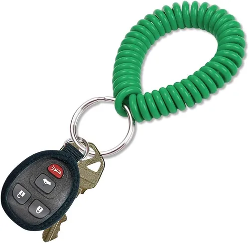 Vista 3 de Lucky Line - Resorte de muñeca en espiral de 2 pulgadas de diámetro con llavero de acero, pulsera y llavero flexible para muñeca, se estira hasta 12