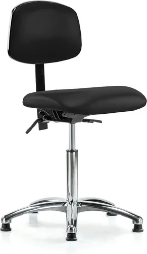 Vista 86 de Perch - Silla de laboratorio con ruedas cromadas con soporte de respaldo ajustable, altura del escritorio de 17 a 22 pulgadas, tela negra