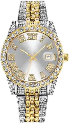 Vista 12 de SENRUD Reloj de pulsera analógico de cuarzo con diamantes de imitación de cristal para hombre