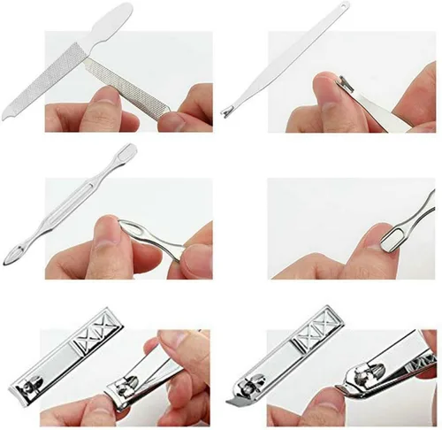 Vista 5 de Juego de manicura profesional para cortaúñas y pedicura, 18 piezas Kit de manicura de acero inoxidable, herramientas para el cuidado de uñas
