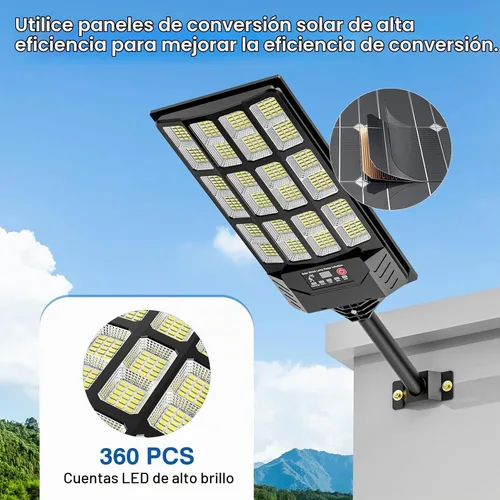 Vista 9 de Luces solares para exteriores impermeables, luz de inundación gran angular de 320°, luz LED solar de estacionamiento con sensor de movimiento