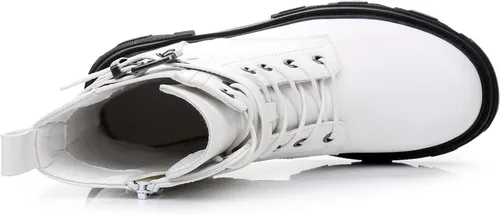 Vista 6 de GLOBALWIN Botas de combate para mujer, botines con cordones, cómodas botas de suela de lengüeta para mujer, tacón bajo grueso