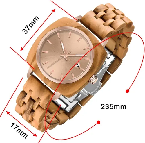 Vista 23 de Dentily Relojes de madera natural para mujer, reloj de cuarzo hecho a mano, reloj de pulsera único deportivo para mujer