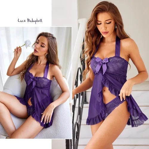 Vista 3 de Avidlove - Lencería para mujer, talla grande, de encaje, babydoll, lencería de maternidad, sexy, para embarazadas, tallas XS-5XL