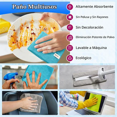 Vista 3 de FIXSMITH Paño de Limpieza de Microfibra - Paquete de 48, Toallas de Limpieza Multifuncionales, Tamaño: 12 x 16 pulgadas, Trapos de Limpieza