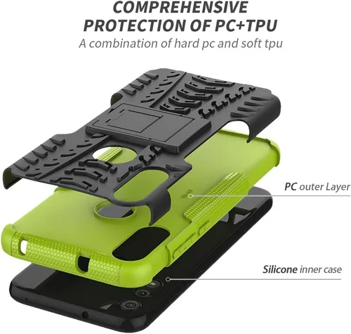 Vista 4 de Funda para teléfono Moto E, Motorola e con protector de pantalla HD, protector de silicona a prueba de golpes con función atril para Moto E (2020)