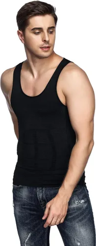 Vista 4 de Odoland Camisa adelgazante para hombre, chaleco de compresión térmica, capa base de compresión delgada, muscular, moldeadora