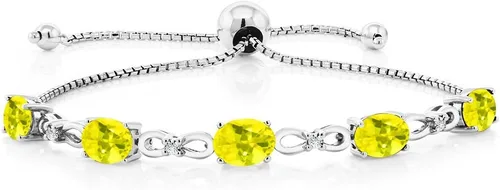 Vista 133 de Gem Stone King Pulsera de tenis de diamantes cultivados en laboratorio con piedra natal de 3-6 quilates para mujer, plata de ley 925, ovalada