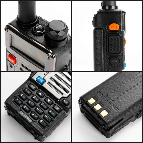 Vista 3 de BAOFENG UV-5R+ Plus Radio bidireccional de doble banda, negro clásico [5 paquetes] 5W Long Range Ham Radio, with 1800mAh Battery, Headsets &