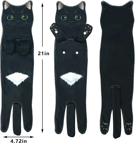 Vista 5 de PAT JUUMG - Toallas divertidas de mano con forma de gato para decoración de baño o cocina; toallas decorativas colgantes para la cara, súper