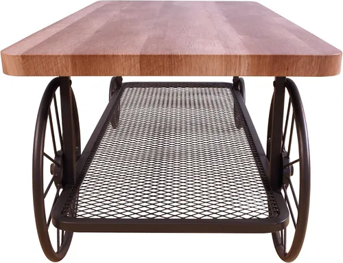 Vista 5 de Acme Francie Mesa de centro rectangular de madera con estante en roble y gris antiguo