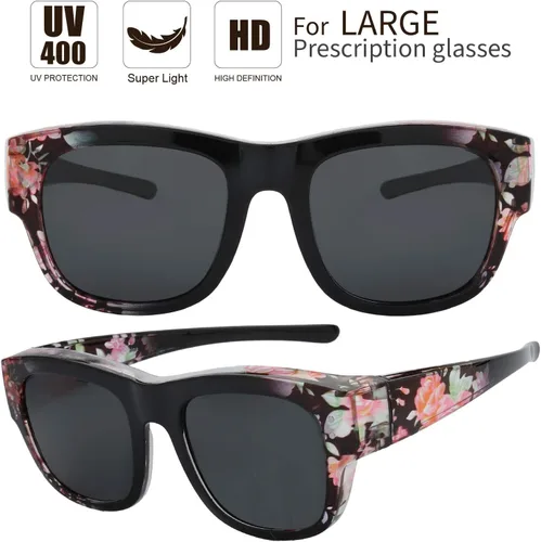 Vista 2 de The Fresh - Lentes de sol polarizados, de alta definición y envolventes para uso sobre anteojos - Estuche de piel para anteojos