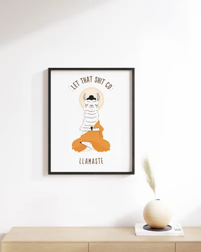 Vista 4 de HAUS AND HUES Póster Let That Sh*t Go – Divertido arte de pared zen, decoración de yoga, impresión inspiradora de Buda, meditación y estética