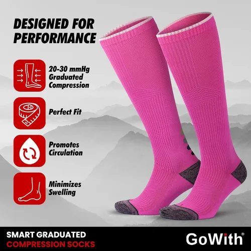 Vista 13 de GoWith Compression Socks for Men & Women, Cushioned 20-30 mmHg Graduated Compression Running Socks, Athletic Knee High Socks