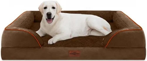 Vista 31 de Comfort Expression - Cama ortopédica para perros medianos, 28 x 19 pulgadas, cama impermeable y de apoyo de espuma con cojines removibles, sofá