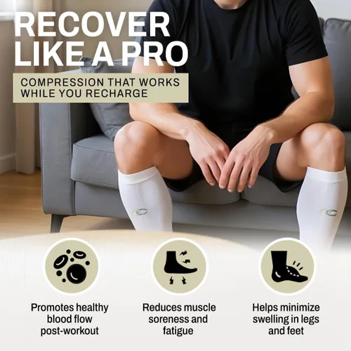Vista 5 de PRO Compression Manga de pantorrilla para aliviar el dolor, protector de pantorrilla para correr, ciclismo, enfermeras y deportes