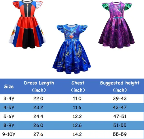 Vista 4 de Disfraz de princesa para niñas, trajes de cosplay de Halloween con peluca de 3 a 10 años