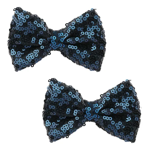 Vista 11 de Love Fairy - Horquilla de lazo con purpurina de 3 pulgadas, clip de lentejuelas brillantes para niñas, adolescentes y mujeres (negro)