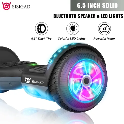 Vista 2 de SISIGAD Hoverboard para niños, 6.5 pulgadas modelo clásico Hoverboard (sin Bluetooth)