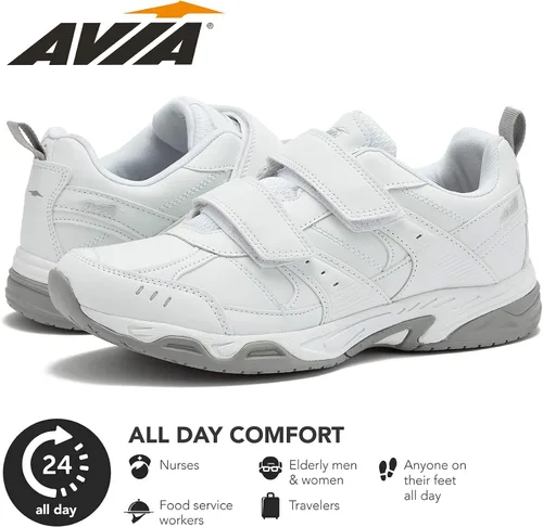 Vista 8 de Avia Avi-Union II - Zapatos antideslizantes con correa para mujer, cómodos zapatos de seguridad para el trabajo, enfermería, restaurantes y caminar