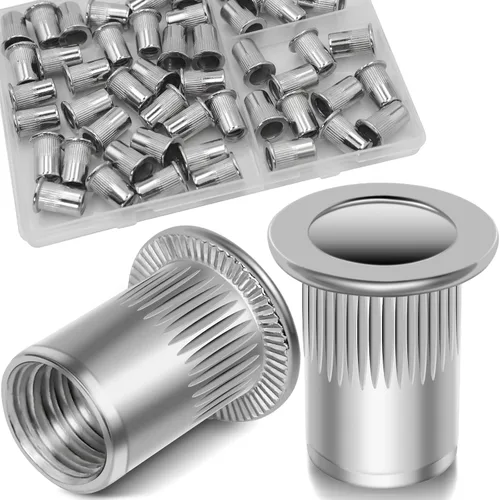 Vista 24 de Tuerca de remache UNC de 1/2 ''-13, 10 piezas de acero inoxidable 304 cabeza plana remache roscado inserto Nutsert