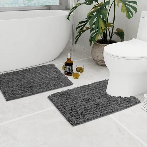 Vista 46 de Walensee Alfombra de baño antideslizante (32x20, azul oscuro) absorbente de agua, súper suave, felpilla peluda, lavable a máquina, se seca