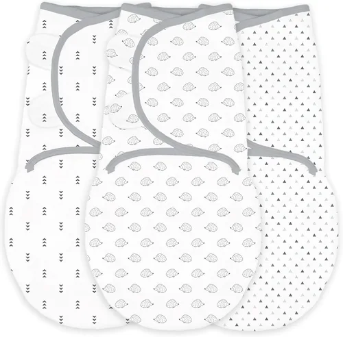 Vista 6 de SwaddleDesigns Manta para envolver con envoltura ajustable, juego de 3, diseño floral celestial, rosa