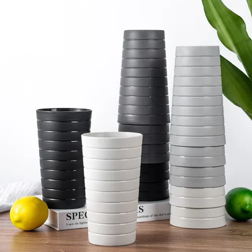 Vista 4 de KX-WARE Mixed Drinkware - Juego de 12 vasos de plástico de 22 onzas, vasos para beber, tazas de fiesta, vasos de té helado, color negro