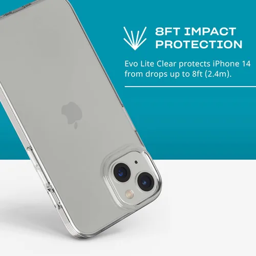 Vista 3 de tech21 iPhone 14 Evo Lite - Funda delgada y transparente que absorbe los golpes con protección contra caídas de 8 pies