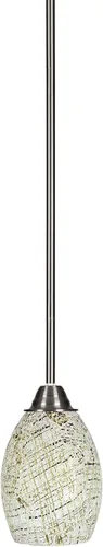 Vista 109 de Toltec Lighting Paramount - Mini colgante de 1 luz en acabado negro mate con cristal de arte perla de 7 pulgadas y estilo negro