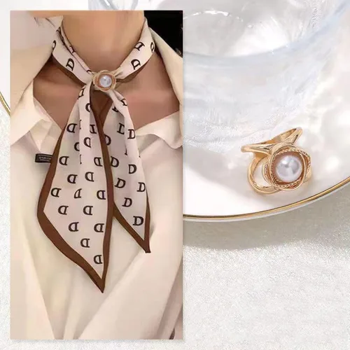 Vista 2 de Broche de perlas, broche de perlas, suéter, chal, pantalones de cintura, extensor, pasadores de seguridad, clip de doble imitación de diamantes