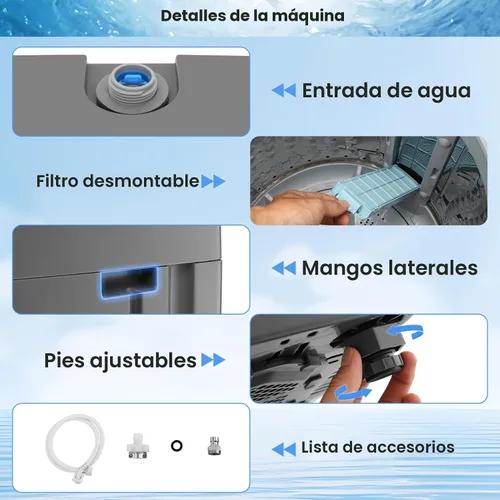 Vista 8 de Nictemaw - Lavadora portátil de 2.4 pies cúbicos, capacidad de 17.8 libras para apartamentos