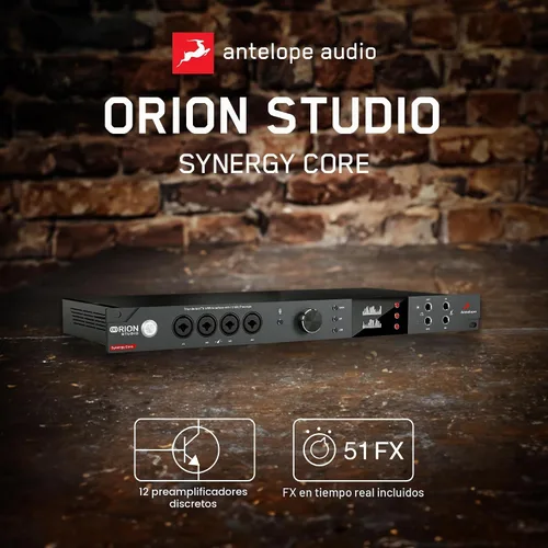 Vista 2 de Antelope Audio Orion Studio Synergy Core - Interfaz de audio digital profesional con 12 preamplificadores y 50 complementos en tiempo real, interfaz