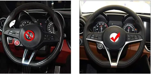 Vista 2 de YIWANG - Embellecedor para volante de coche de ABS cromado, 1 unidad, para Alfa Romeo Giulia Stelvio