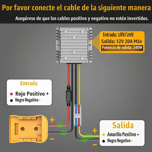 Vista 6 de Kzreect Convertidor reductor de 20 V a 12 V compatible con batería Dewalt General