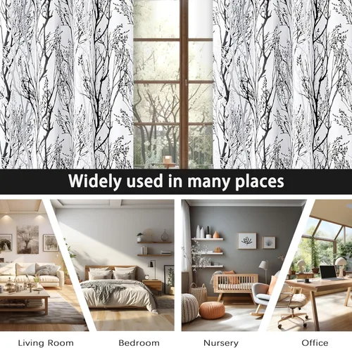 Vista 7 de DriftAway Cortinas opacas con diseño de ramas de árbol, doble capa, 84 pulgadas de largo, para dormitorio, estampado clásico, aislamiento térmico