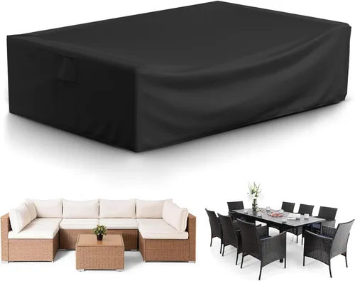 Vista 12 de STARTWO Funda impermeable para muebles de exterior, 4 piezas para sofá exterior, sillas de césped, mesa auxiliar, resistente al viento con correa