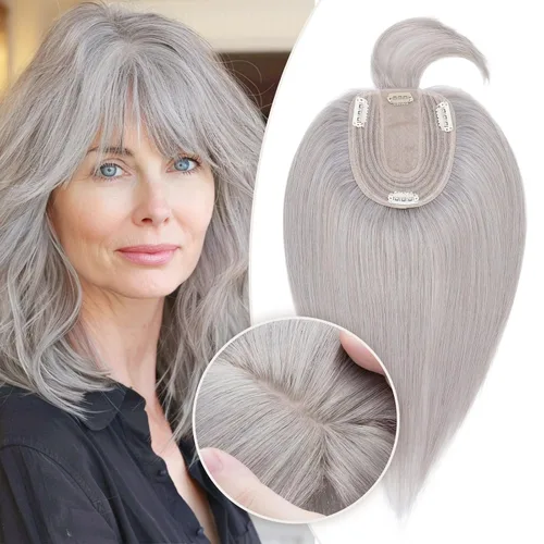 Vista 117 de Rich Choices Pelucas con topper de cabello para mujeres, cabello humano real 100% Remy, sin flequillo, para mujeres con adelgazamiento en la parte