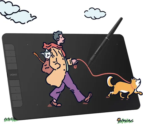 Vista 10 de VEIKK Tableta de dibujo VK640, tableta OSU de 6 x 4 pulgadas con lápiz capacitivo sin batería, tableta gráfica digital para Android Windows, Mac